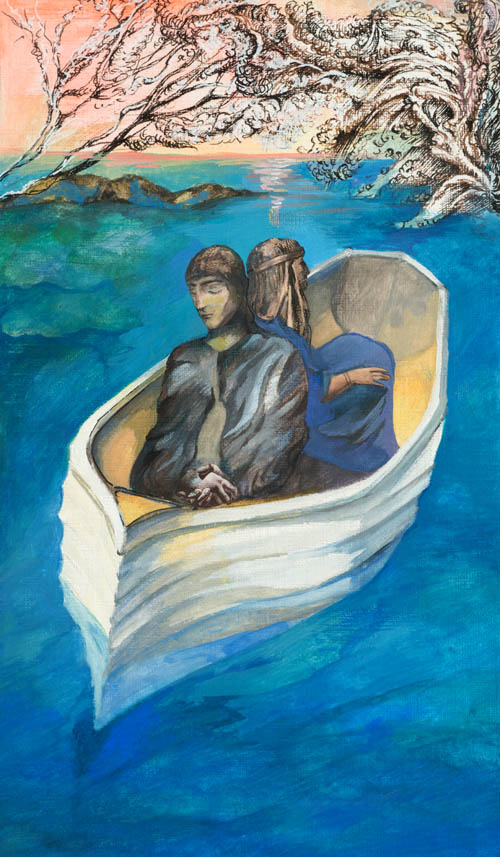 Nino Japaridze - Four of Tides (Quatre des Marées) - Japaridze Tarot - 2012-2013 mixed media painting